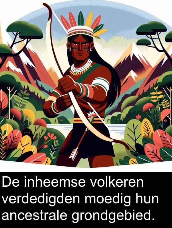 grondgebied: De inheemse volkeren verdedigden moedig hun ancestrale grondgebied.
