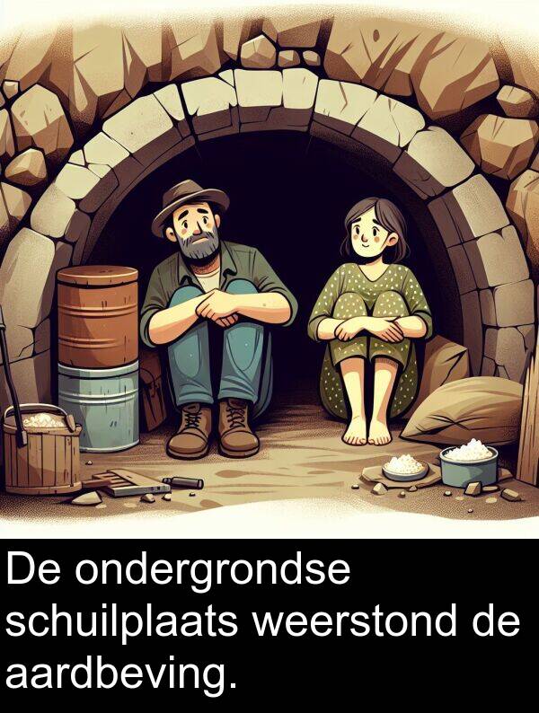 ondergrondse: De ondergrondse schuilplaats weerstond de aardbeving.