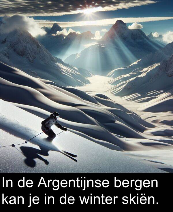 kan: In de Argentijnse bergen kan je in de winter skiën.