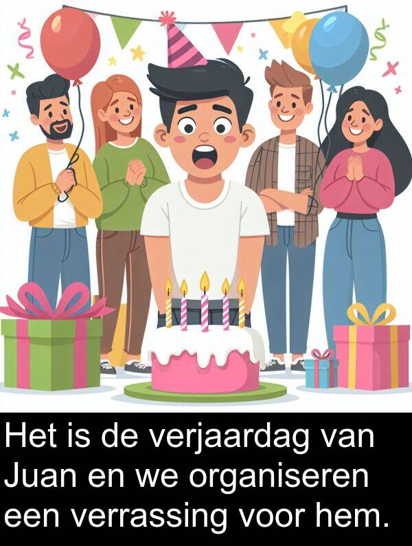 verrassing: Het is de verjaardag van Juan en we organiseren een verrassing voor hem.