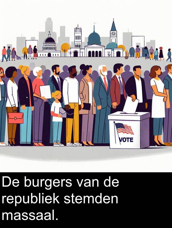stemden: De burgers van de republiek stemden massaal.