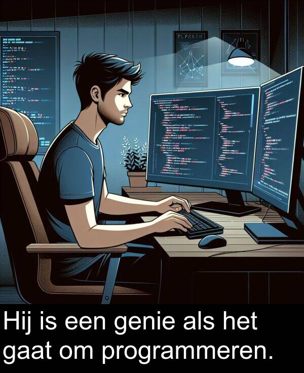 programmeren: Hij is een genie als het gaat om programmeren.