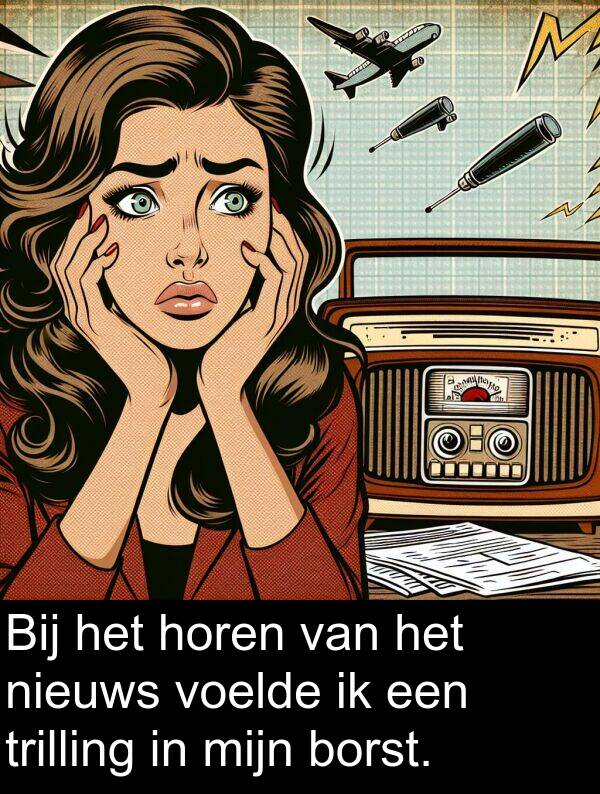 borst: Bij het horen van het nieuws voelde ik een trilling in mijn borst.