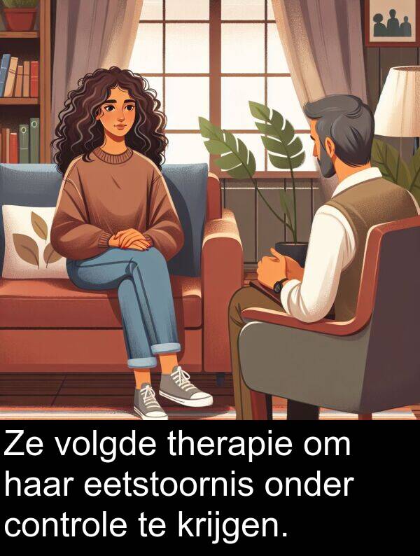 eetstoornis: Ze volgde therapie om haar eetstoornis onder controle te krijgen.