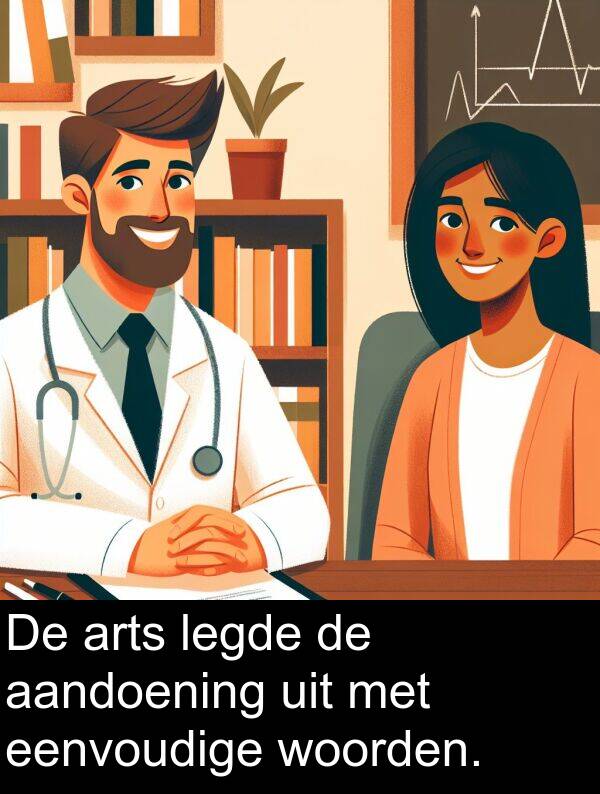 uit: De arts legde de aandoening uit met eenvoudige woorden.