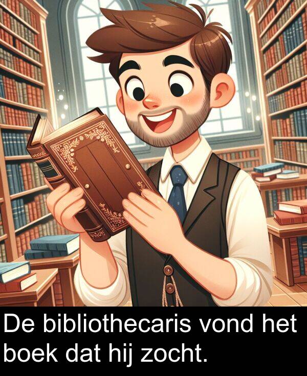 boek: De bibliothecaris vond het boek dat hij zocht.