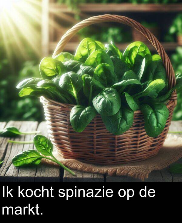 spinazie: Ik kocht spinazie op de markt.