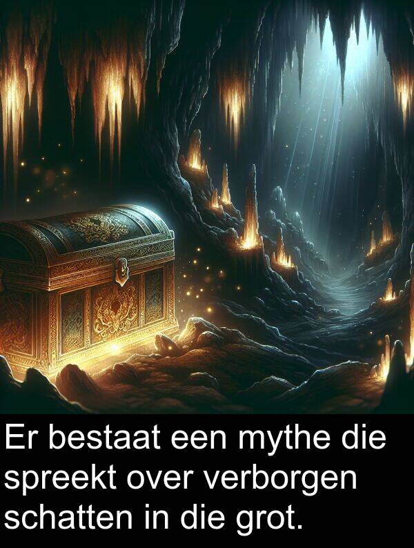 grot: Er bestaat een mythe die spreekt over verborgen schatten in die grot.