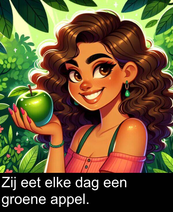 groene: Zij eet elke dag een groene appel.
