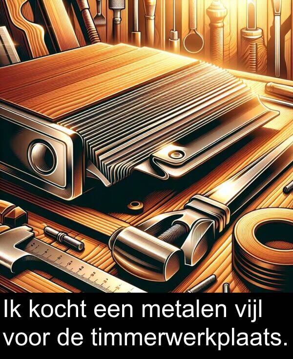 metalen: Ik kocht een metalen vijl voor de timmerwerkplaats.