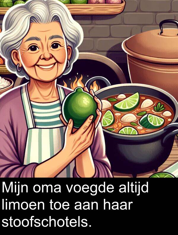 stoofschotels: Mijn oma voegde altijd limoen toe aan haar stoofschotels.