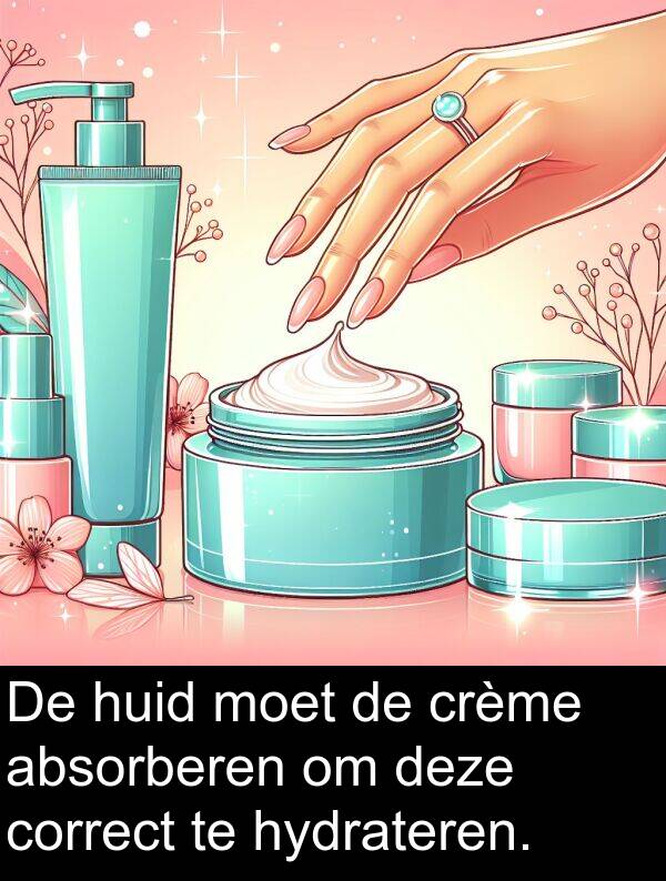 huid: De huid moet de crème absorberen om deze correct te hydrateren.