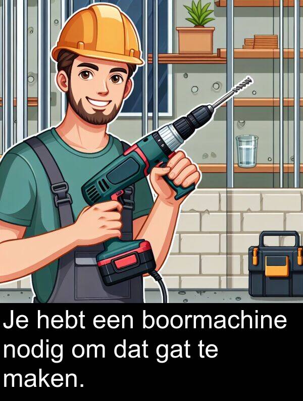 nodig: Je hebt een boormachine nodig om dat gat te maken.