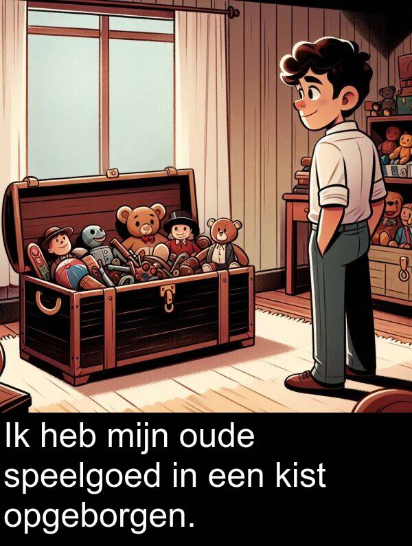 heb: Ik heb mijn oude speelgoed in een kist opgeborgen.