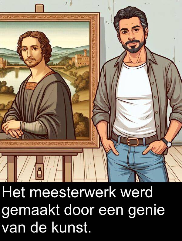 kunst: Het meesterwerk werd gemaakt door een genie van de kunst.