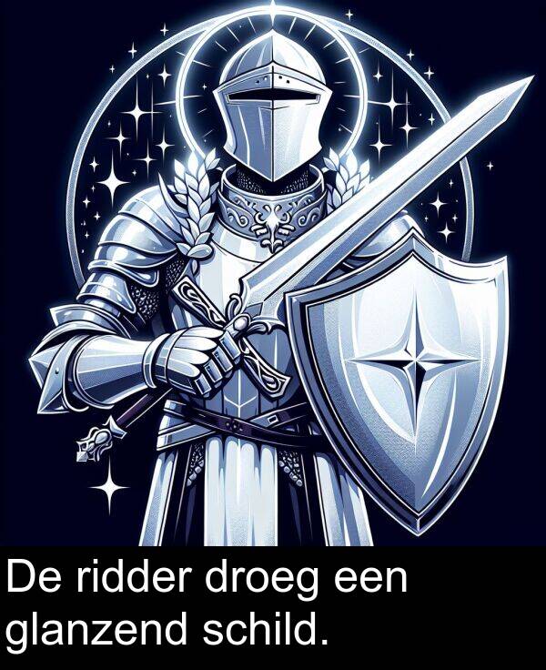 glanzend: De ridder droeg een glanzend schild.