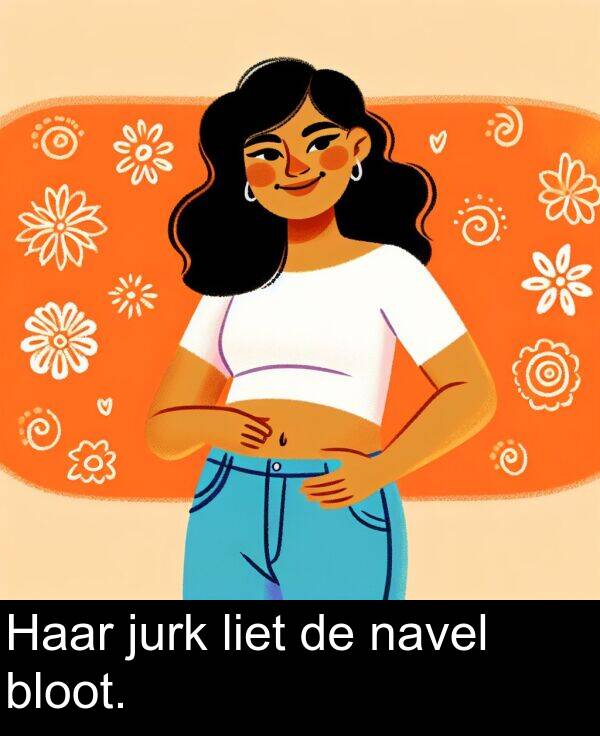 bloot: Haar jurk liet de navel bloot.