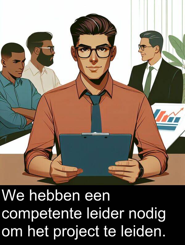 nodig: We hebben een competente leider nodig om het project te leiden.