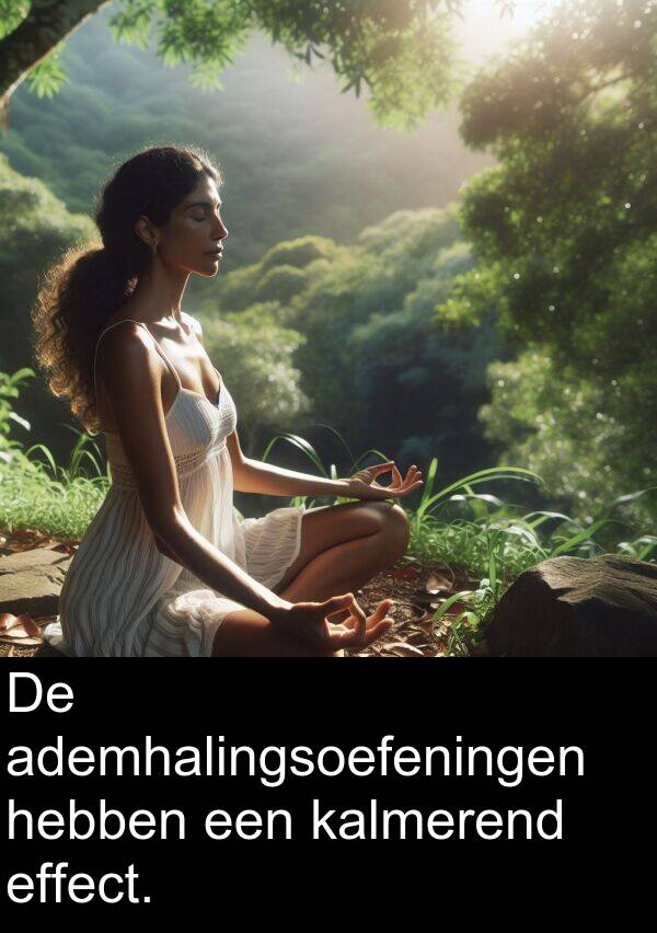 effect: De ademhalingsoefeningen hebben een kalmerend effect.