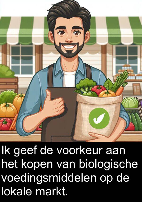 voorkeur: Ik geef de voorkeur aan het kopen van biologische voedingsmiddelen op de lokale markt.