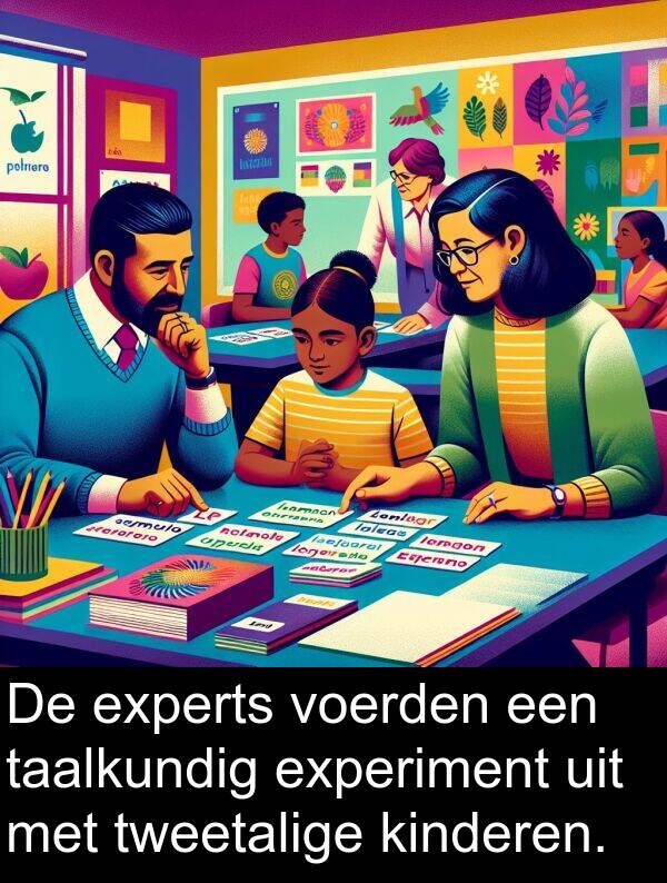 voerden: De experts voerden een taalkundig experiment uit met tweetalige kinderen.
