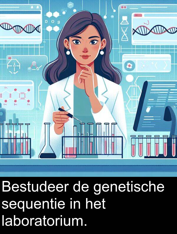 sequentie: Bestudeer de genetische sequentie in het laboratorium.
