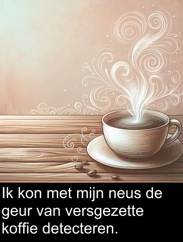 geur: Ik kon met mijn neus de geur van versgezette koffie detecteren.
