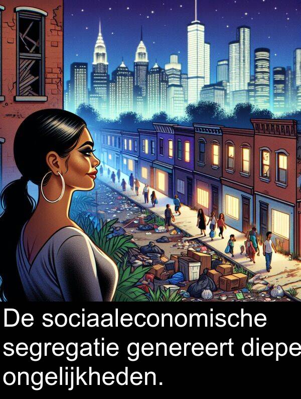 genereert: De sociaaleconomische segregatie genereert diepe ongelijkheden.