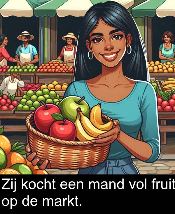 fruit: Zij kocht een mand vol fruit op de markt.