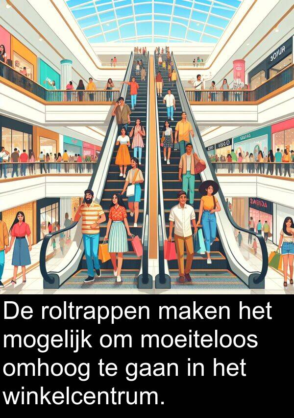 mogelijk: De roltrappen maken het mogelijk om moeiteloos omhoog te gaan in het winkelcentrum.