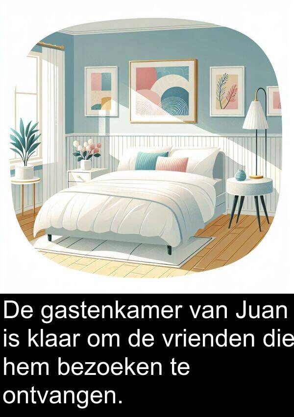 bezoeken: De gastenkamer van Juan is klaar om de vrienden die hem bezoeken te ontvangen.