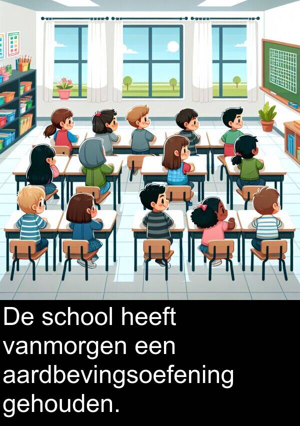 gehouden: De school heeft vanmorgen een aardbevingsoefening gehouden.