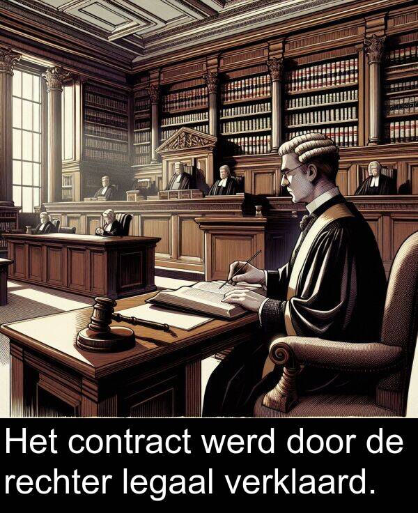 legaal: Het contract werd door de rechter legaal verklaard.