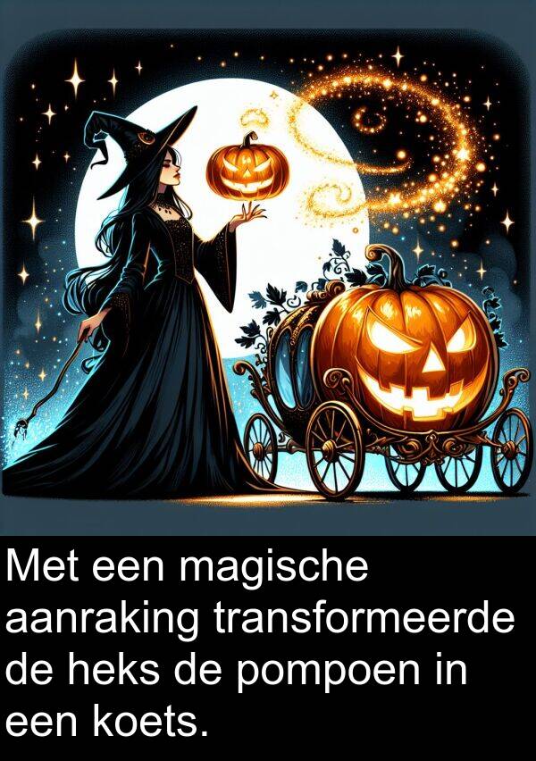 pompoen: Met een magische aanraking transformeerde de heks de pompoen in een koets.