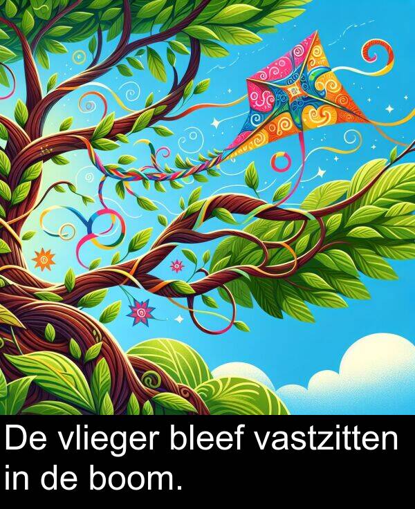 vastzitten: De vlieger bleef vastzitten in de boom.