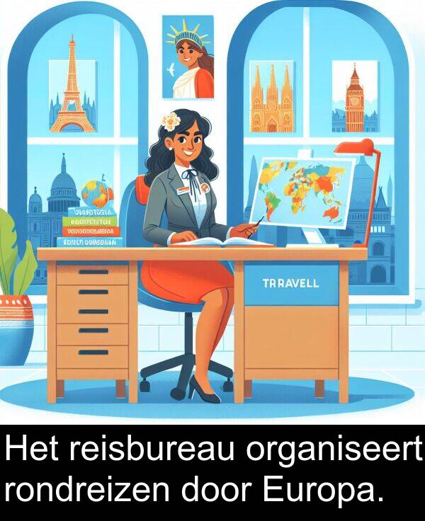 door: Het reisbureau organiseert rondreizen door Europa.