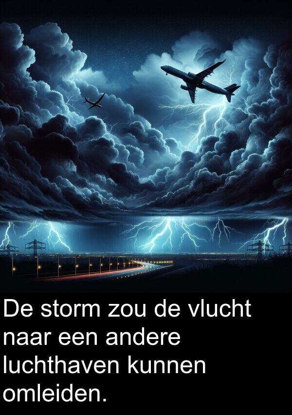 andere: De storm zou de vlucht naar een andere luchthaven kunnen omleiden.