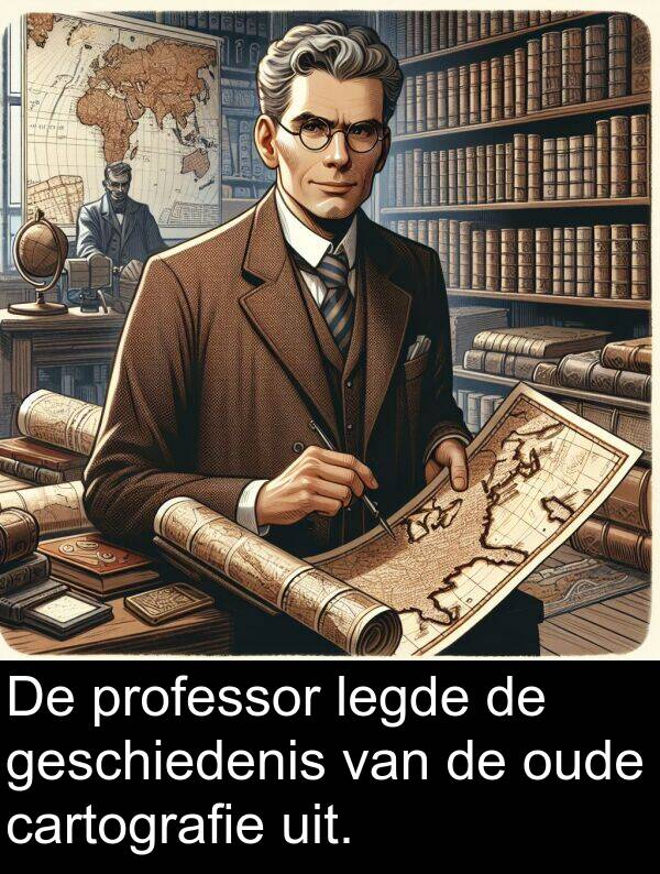 geschiedenis: De professor legde de geschiedenis van de oude cartografie uit.
