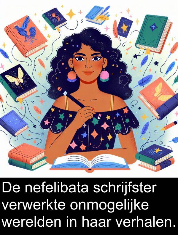 nefelibata: De nefelibata schrijfster verwerkte onmogelijke werelden in haar verhalen.