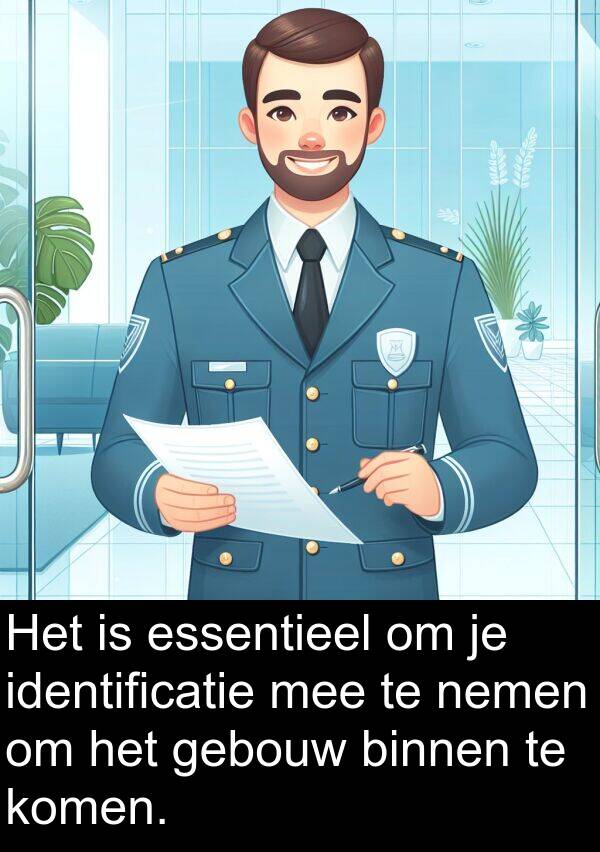 gebouw: Het is essentieel om je identificatie mee te nemen om het gebouw binnen te komen.
