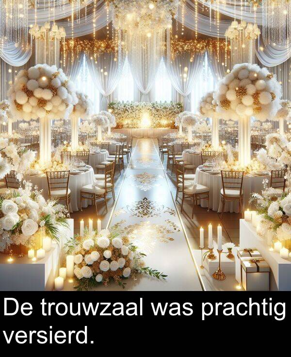 prachtig: De trouwzaal was prachtig versierd.