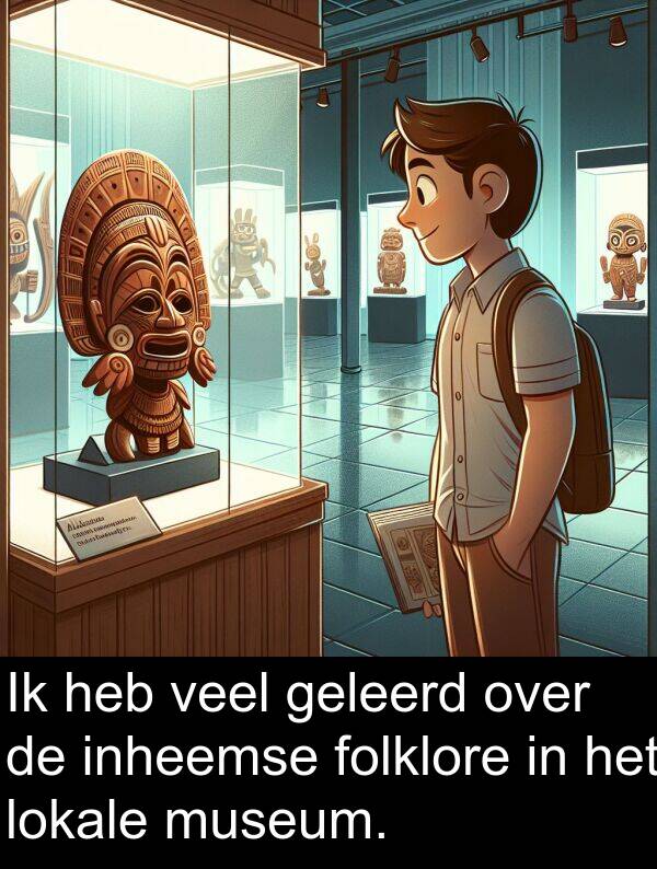 geleerd: Ik heb veel geleerd over de inheemse folklore in het lokale museum.