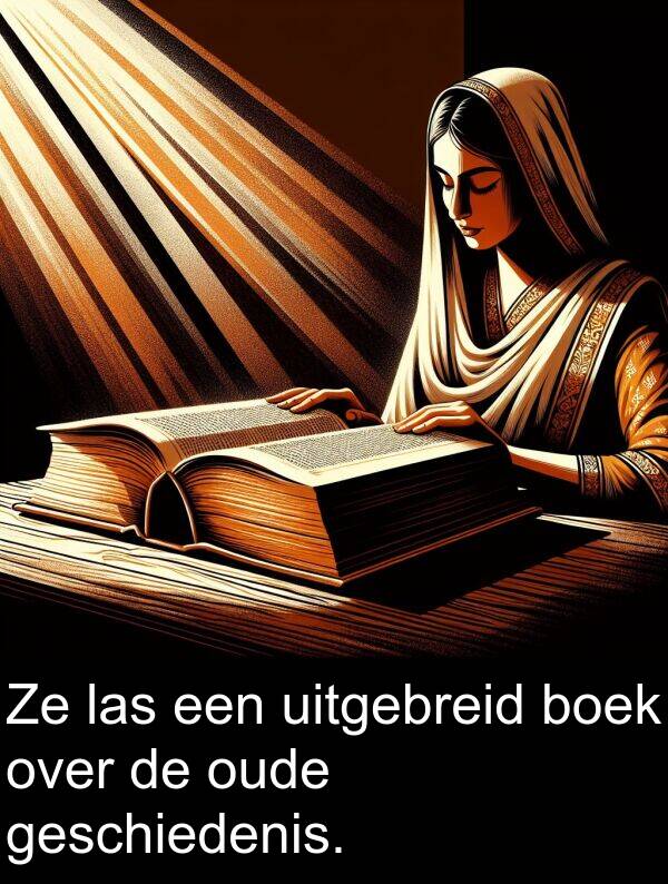 over: Ze las een uitgebreid boek over de oude geschiedenis.