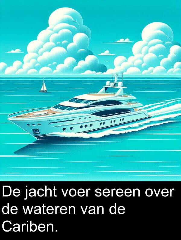 jacht: De jacht voer sereen over de wateren van de Cariben.