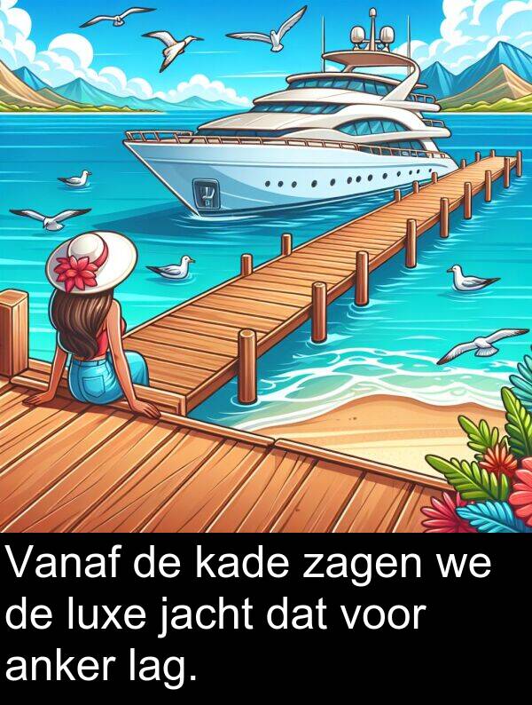 jacht: Vanaf de kade zagen we de luxe jacht dat voor anker lag.