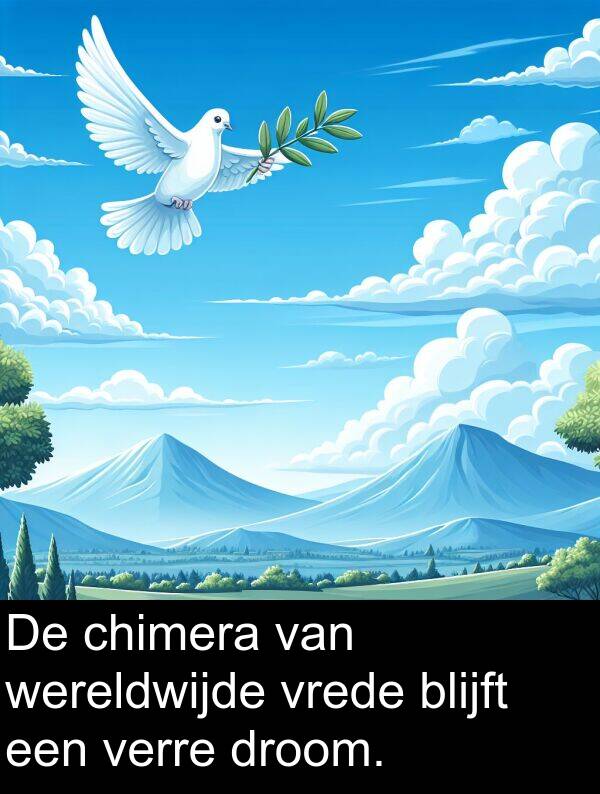 droom: De chimera van wereldwijde vrede blijft een verre droom.
