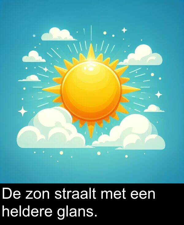 glans: De zon straalt met een heldere glans.