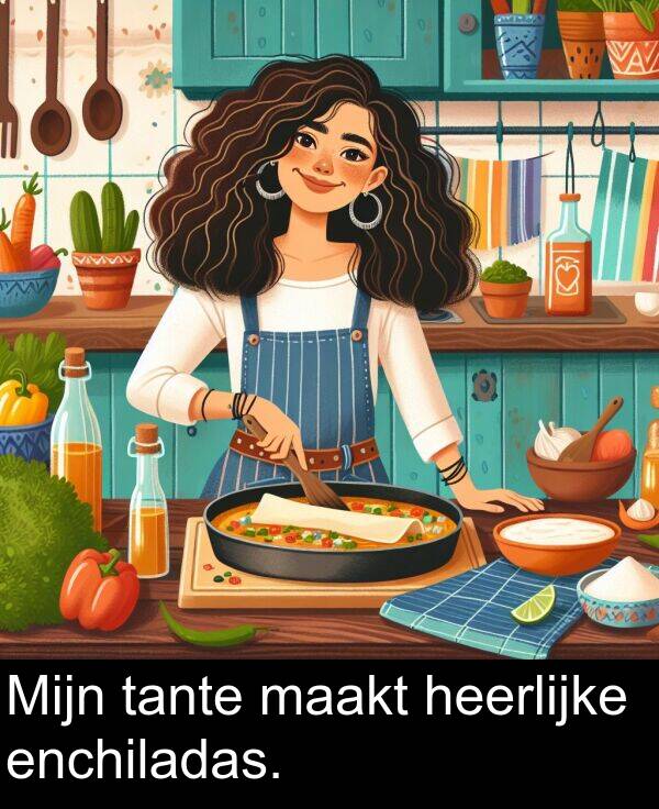 maakt: Mijn tante maakt heerlijke enchiladas.