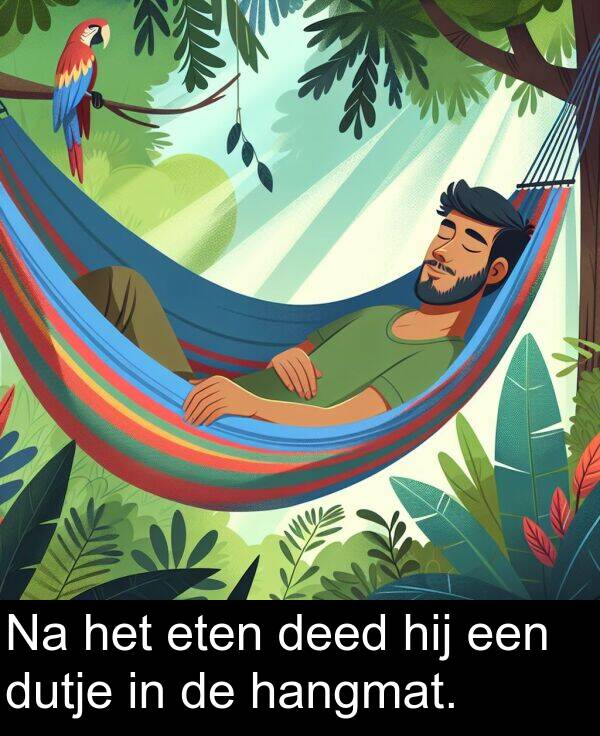 dutje: Na het eten deed hij een dutje in de hangmat.