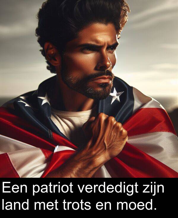moed: Een patriot verdedigt zijn land met trots en moed.
